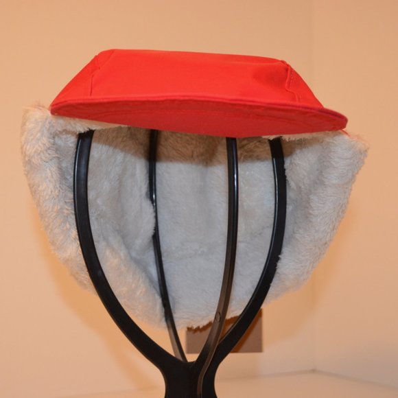 Homemade Musher Hat Red Waterproof Nylon Upper Shell White Fleece Inner Shell OS - Picture 9 of 16